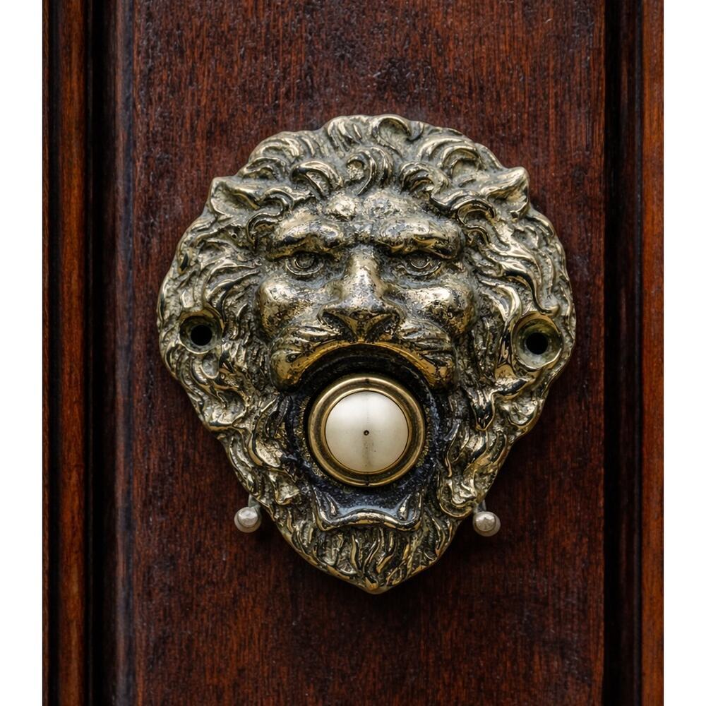 VTG WL636 Brass Lion Doorbell or Peephole Cover Pre-Loved